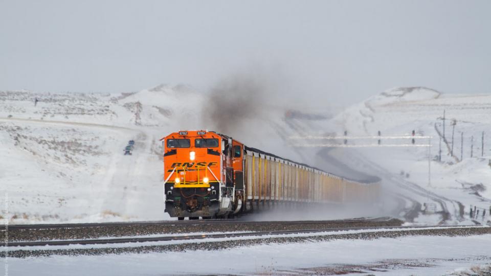 A BNSF coal train in Wyoming. Photo via Flickr.