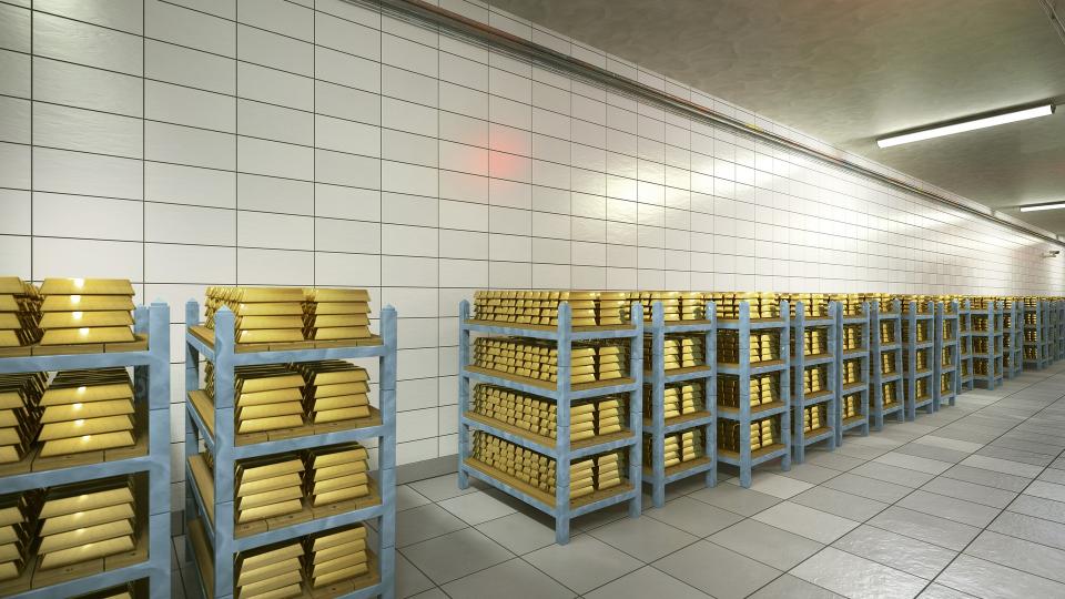 Gold reserves at a central bank.