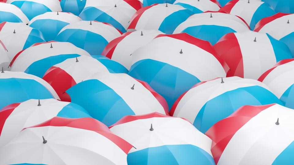 Luxembourg umbrella's. Photo via iStock.
