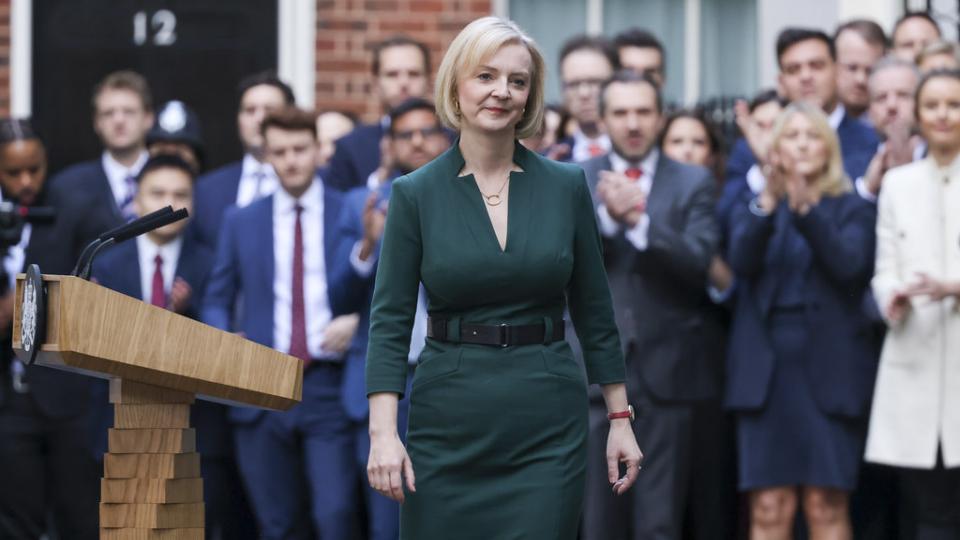 Liz Truss leaves Downing Street 10 on 25 October. Photo by Rory Arnold, via Flickr CC-BY-2.0.