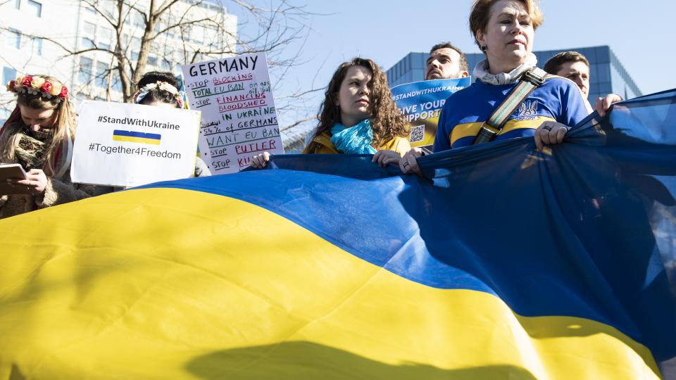 A pro-Ukraine protest in Brussels on 8 March. Photo: EC. 