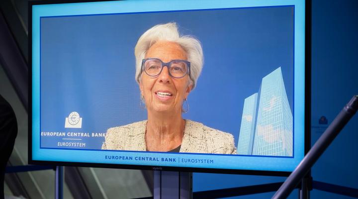 ECB President Christine Lagarde speaking at Thursday's monetary policy press conference. Photo: ECB.