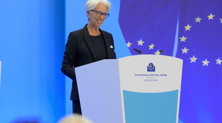 ECB President Christine Lagarde speaking at Thursday's monetary policy press conference. Photo: ECB.