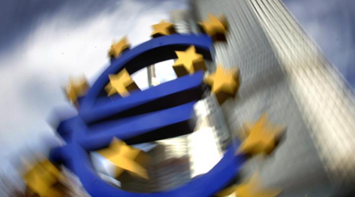 Euro sign at the ECB tower in Frankfurt. Euro sign at the ECB tower in Frankfurt.