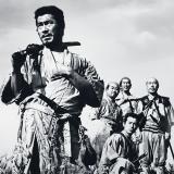 Screen image from Akira Kurosawa's 1954 film the Seven Samurai.